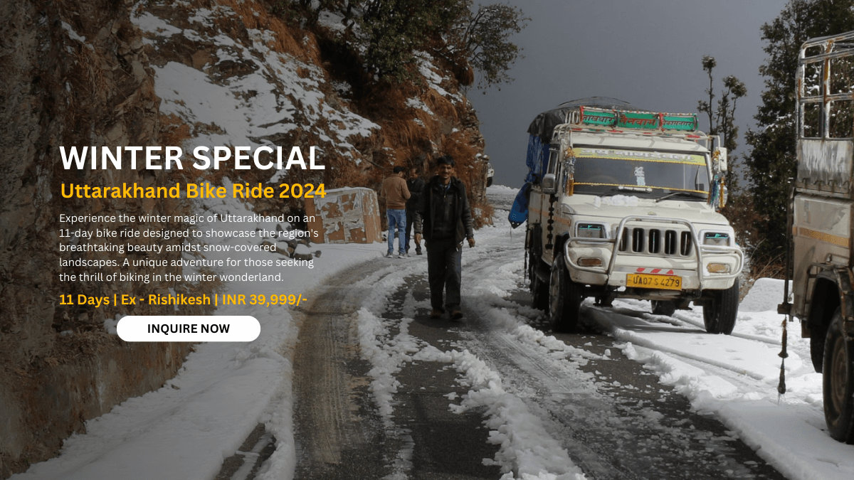 Winter special Uttarakhand bike tour 11 days — snow covered Himalayas